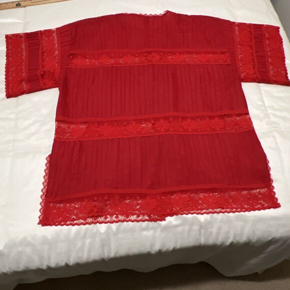 Swim Coverup Red Cutout Lace Embroidered Boho Beach Resort Wear Poolside - Picture 11 of 16